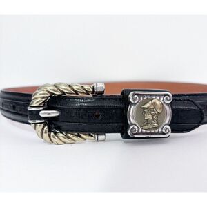 Brighton Women’s Black Leather Belt Coin Buckle 04103 Size M